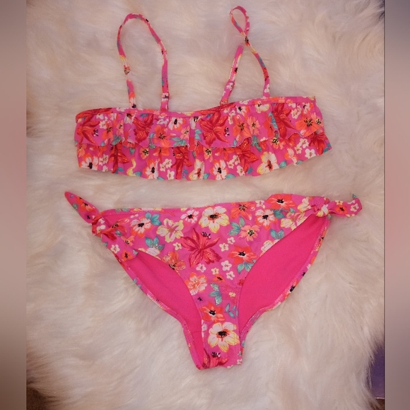 H&M Floral Ruffle Top Frilled Bikini - Size: 8/10 - Picture 5 of 9